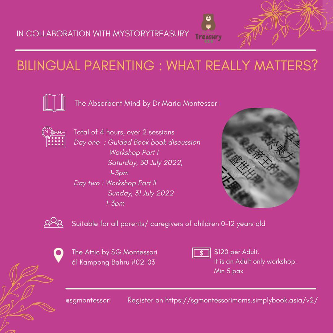 Linxin @mystorytreasury and I (Cheryl) had planned this for a long time and we are finally ready to welcome you to our Two days workshop - Bilingual Parenting: What really matters?