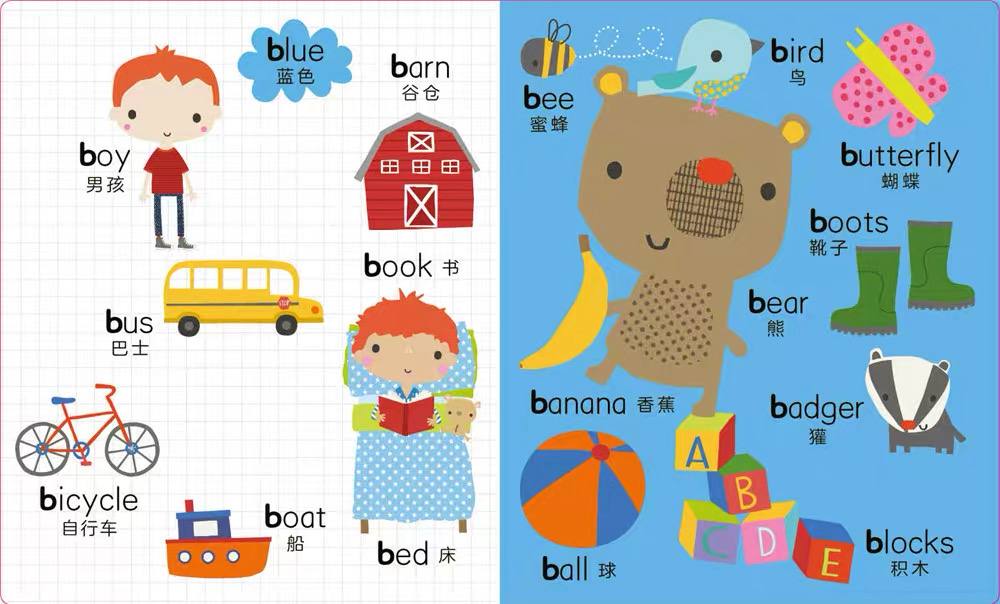 字母+拼音+数字小词典 Bilingual Board Book Dictionaries - Alphabet, Pinyin, Numbers (Set of 3)