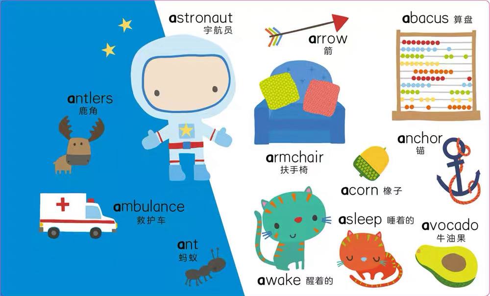 字母+拼音+数字小词典 Bilingual Board Book Dictionaries - Alphabet, Pinyin, Numbers (Set of 3)